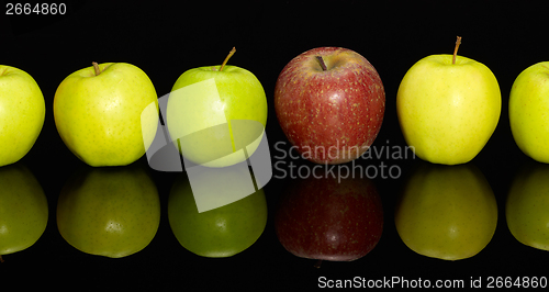 Image of apples in a row