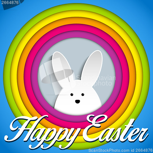 Image of Happy Easter Rabbit Bunny on Rainbow Background