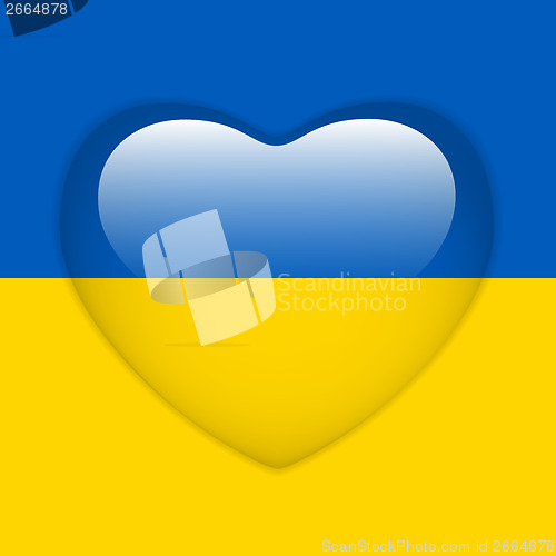 Image of Ukraine Flag Heart Glossy Button