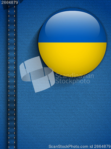 Image of Ukraine Flag Button in Jeans Pocket