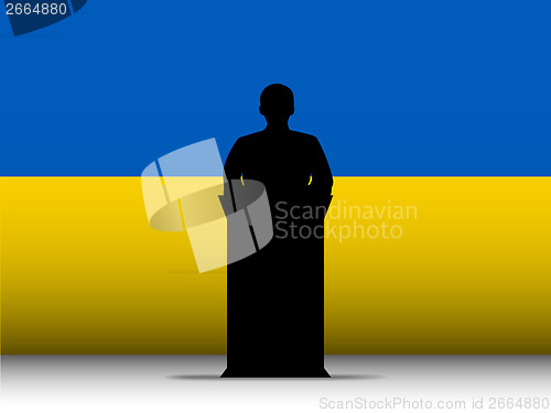 Image of Ukraine  Speech Tribune Silhouette with Flag Background