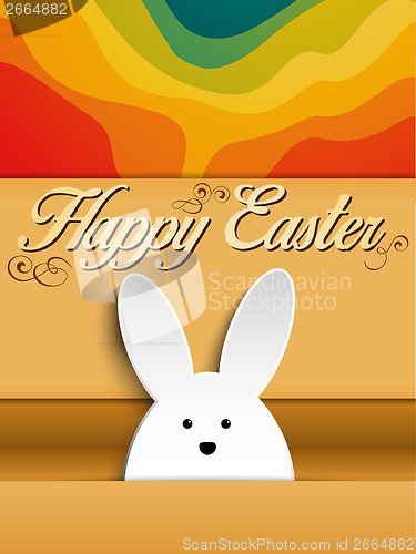 Image of Happy Easter Rabbit Bunny on Rainbow Background