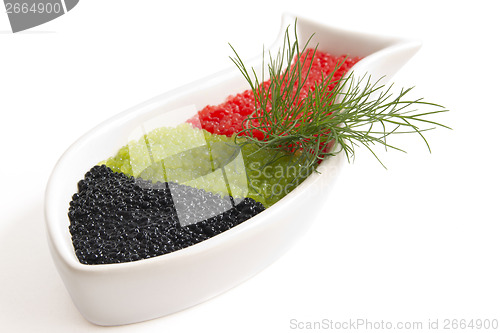 Image of caviar in a bowl-shaped over