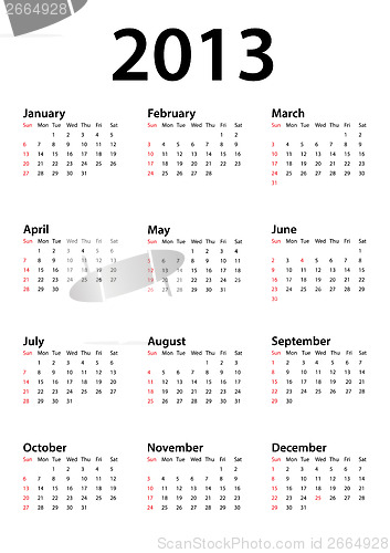Image of Calendar 2013 on white