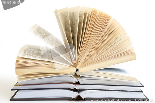 Image of Stack of open books