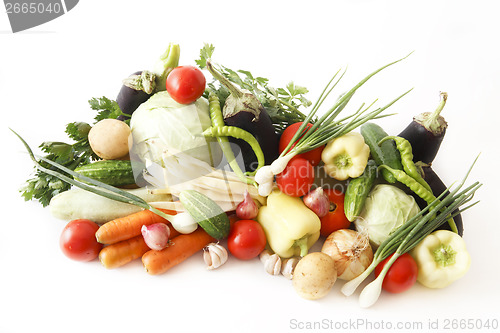Image of colored vegetables composition isolated on white
