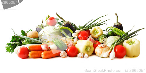 Image of colored vegetables composition isolated on white