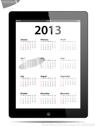 Image of Calendar for 2013 in tablet PC
