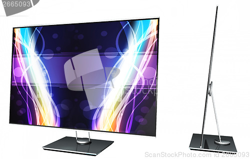 Image of Led TV with colored background