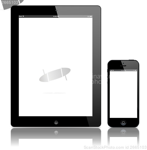 Image of tablet PC and smart phone