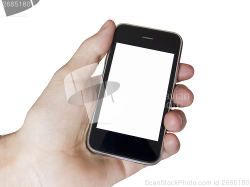 Image of Holding Mobile Smart Phone In Hand