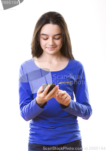 Image of Teenage girl with smartphone