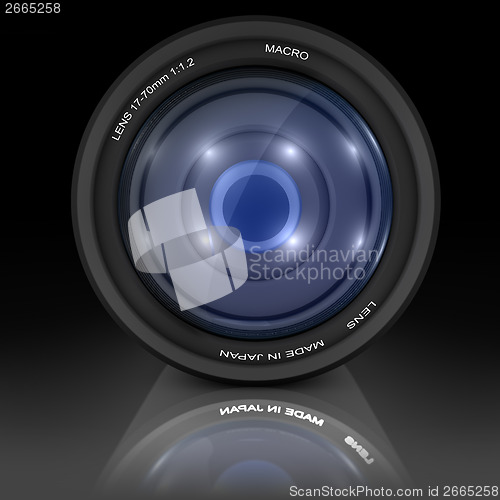 Image of Camera Lens on black background