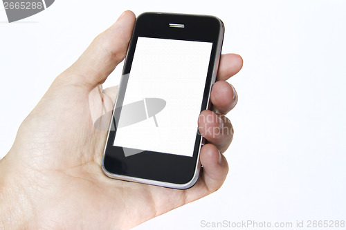 Image of Holding Mobile Smart Phone In Hand