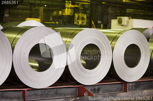 Image of Rolls of zinc steel sheet
