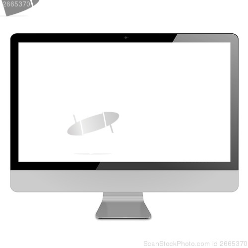 Image of Metallic computer with flat-screen panel - vector format