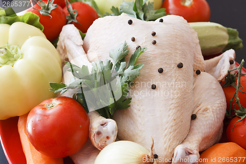 Image of Raw chicken with vegetables