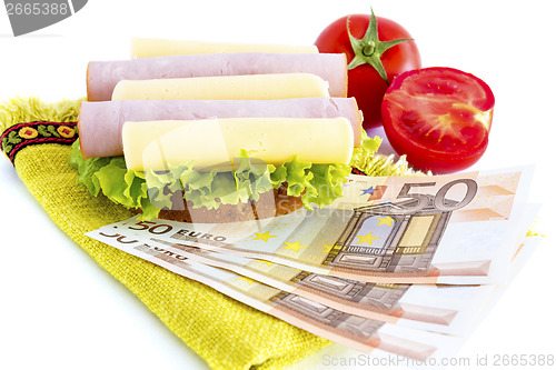 Image of Sandwich and money