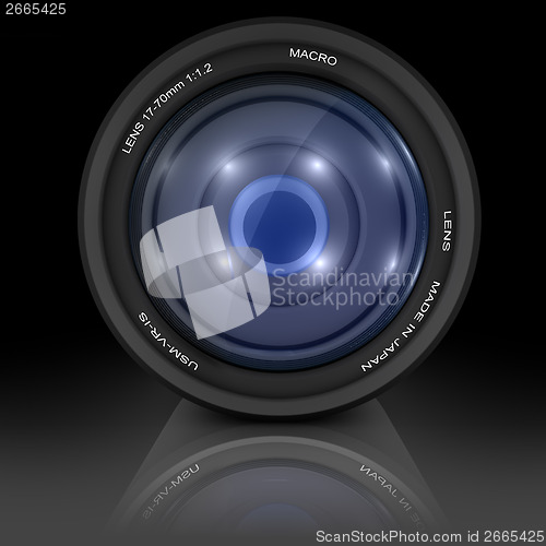 Image of Camera Lens on black background