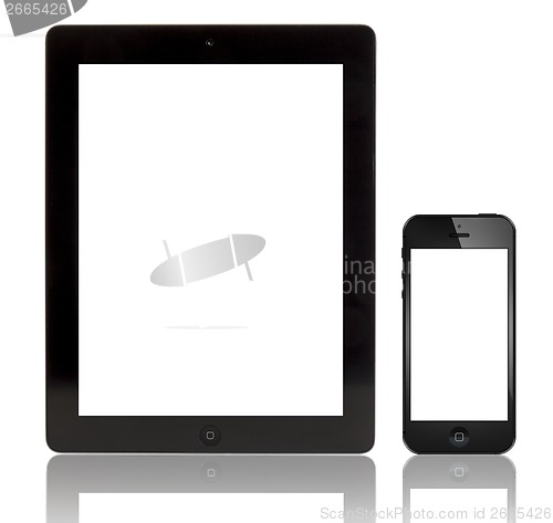 Image of new smart phone and digital tablet