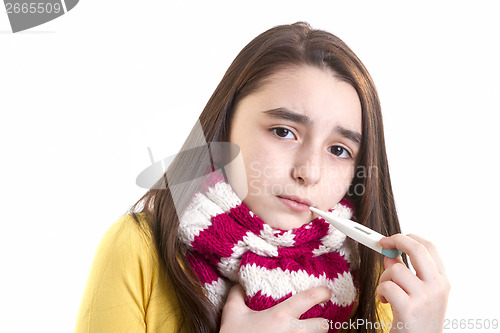 Image of young girl sick with fever