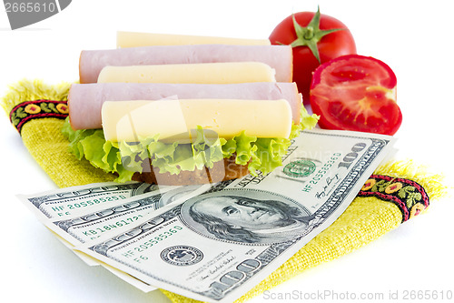 Image of Sandwich and dollars