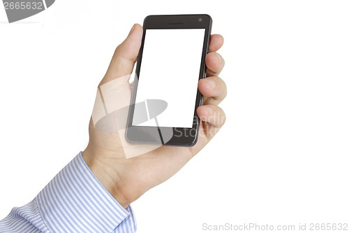 Image of Holding Mobile Smart Phone In Hand