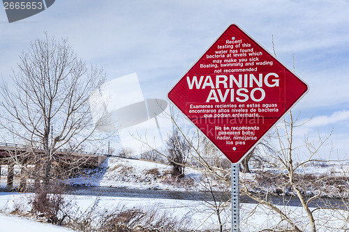 Image of water pollution warning sign