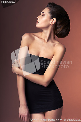 Image of Fashion woman in black dress