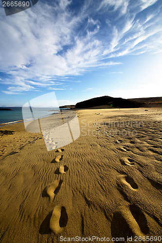 Image of footstep in lanzarote   rock stone sky