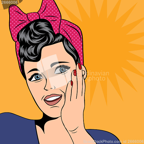 Image of cute retro woman in comics style