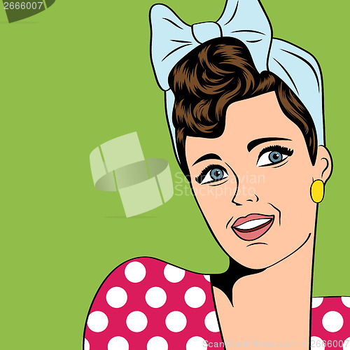 Image of cute retro woman in comics style