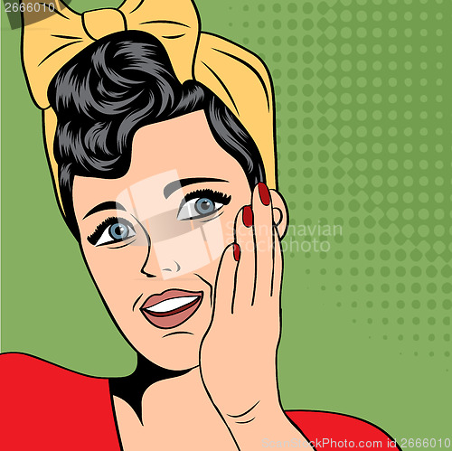 Image of cute retro woman in comics style