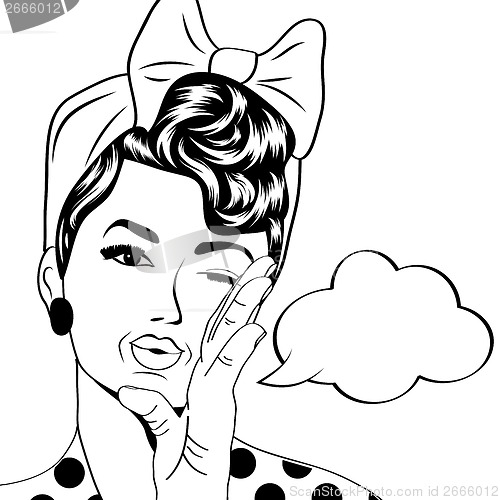 Image of cute retro woman in comics style