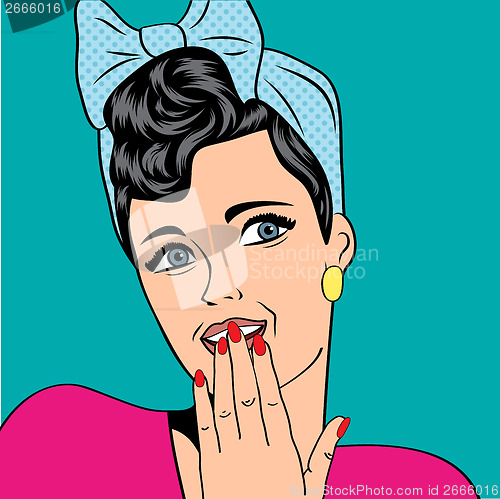 Image of cute retro woman in comics style