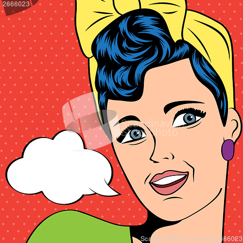 Image of cute retro woman in comics style