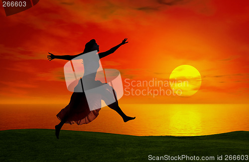 Image of Jumping at the sunset