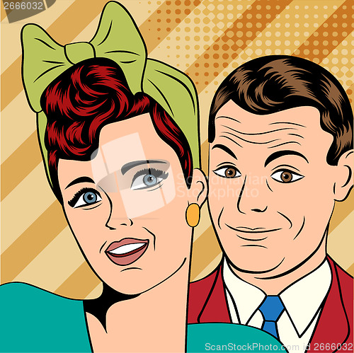 Image of Man and woman love couple in pop art comic style