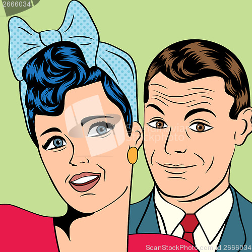 Image of Man and woman love couple in pop art comic style