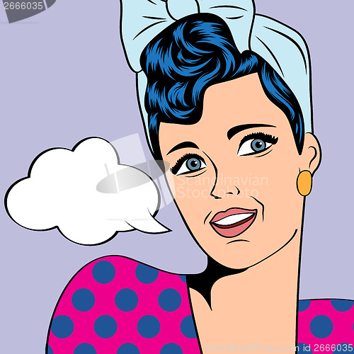 Image of cute retro woman in comics style