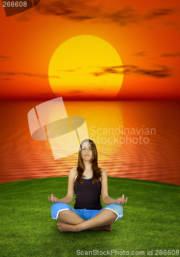 Image of Making yoga at the sunset