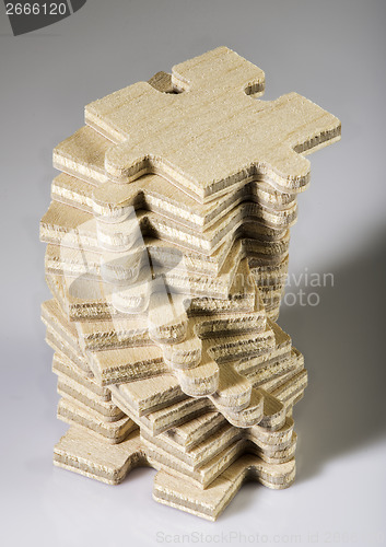 Image of Wooden puzzle on white background. 