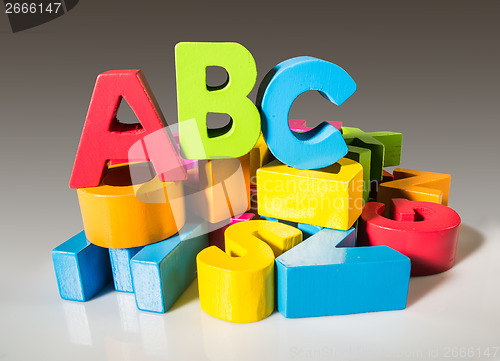 Image of Letters A B C made of wood.