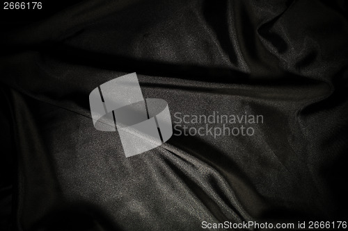 Image of Shiny black satin fabric