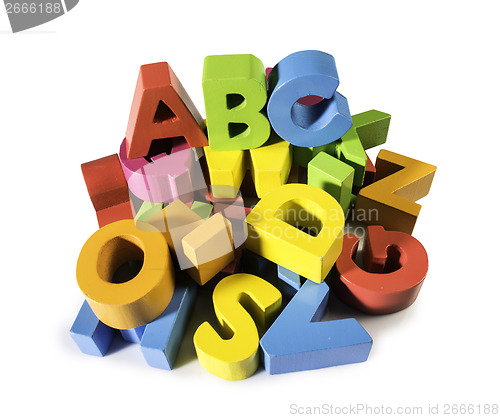 Image of Letters A B C made of wood.