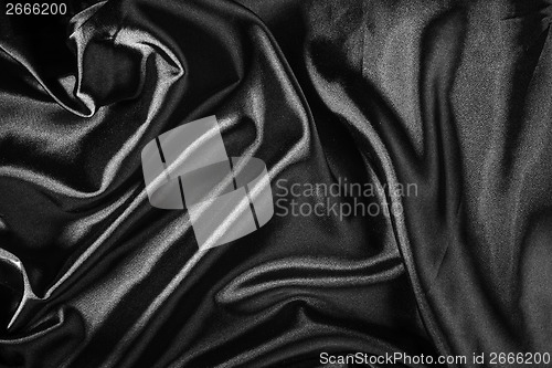 Image of Shiny black satin fabric