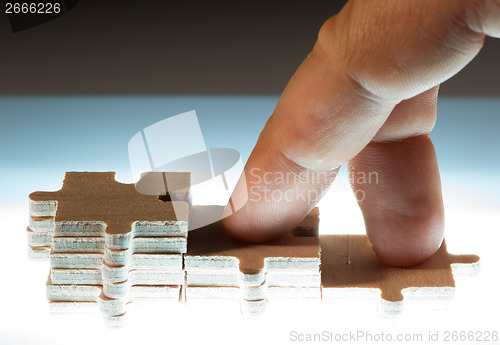 Image of Steps made ??of wooden puzzle partes