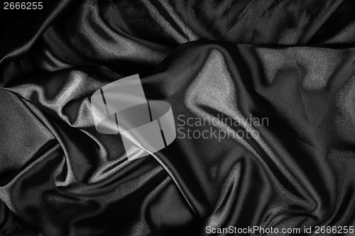 Image of Shiny black satin fabric