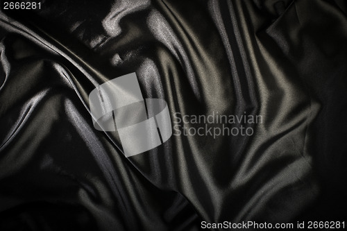 Image of Shiny black satin fabric