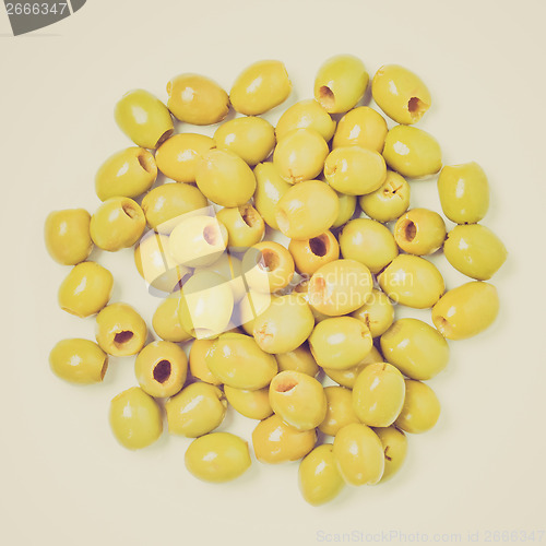Image of Retro look Green olives